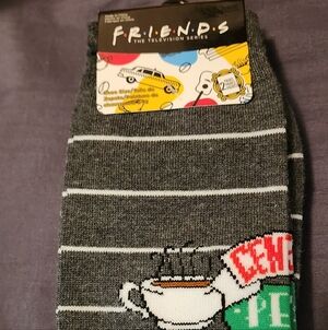FRIENDS Gray Socks with Coffee Design